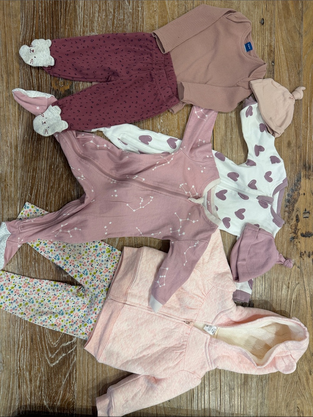 3-6 Month Bundle Mauve & Blush Baby Mix - 8 Pc Outfit Set